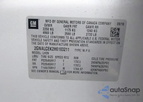 2017 Chevrolet Equinox Lt from USA, damaged, VIN 2GNALCEK2H6183211